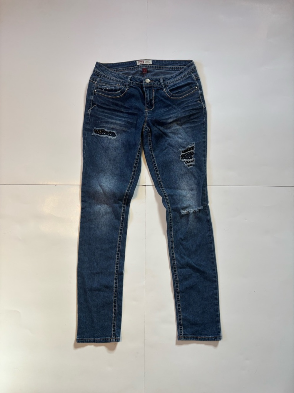 Dark Blue Distressed Women's Jeans